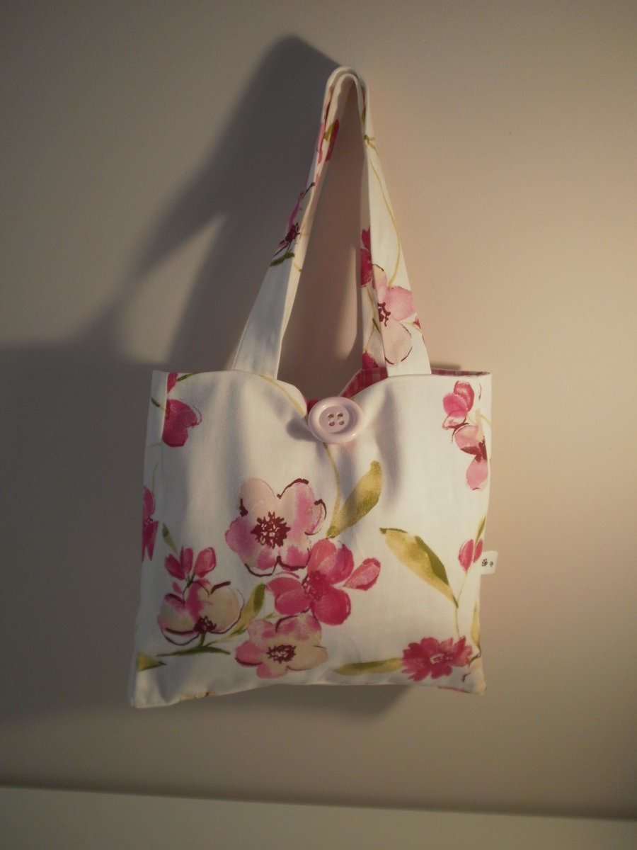  White Floral Print Handbag