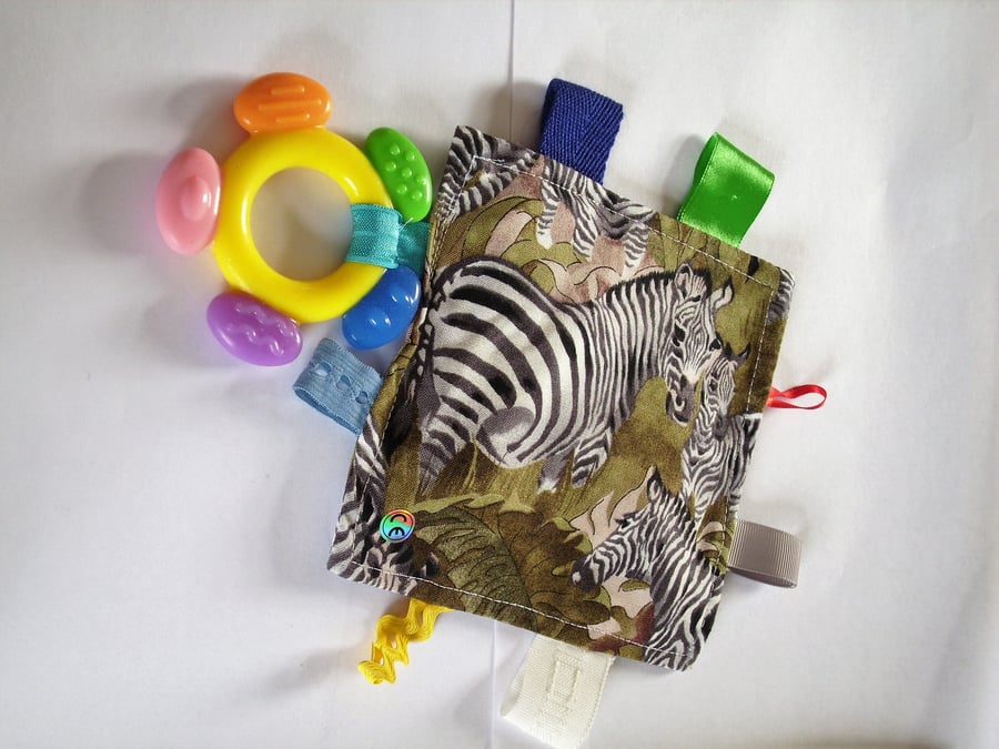 Zebra tagged teether - POST FREE UK only
