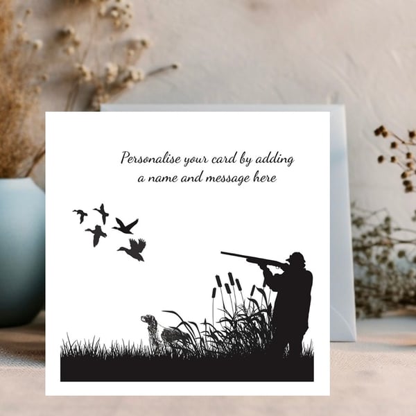 Duck Shooting - Personalised greetings card for the hunter or shooter