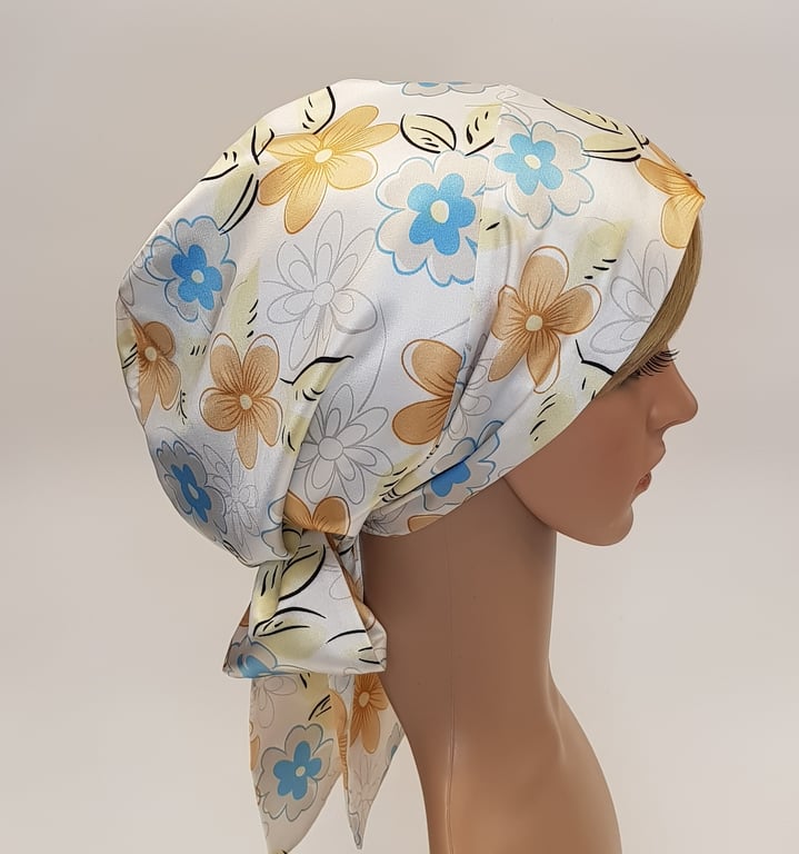 Satin hair covering, head snood, tichel, satin lined head wear bonnet