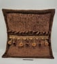 Brown, frilled, envelope back soft touch 18" cushion cover with flange. - Image 1