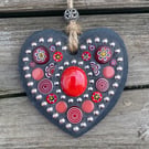 Mini Mosqic Slate Heart hanging decoration