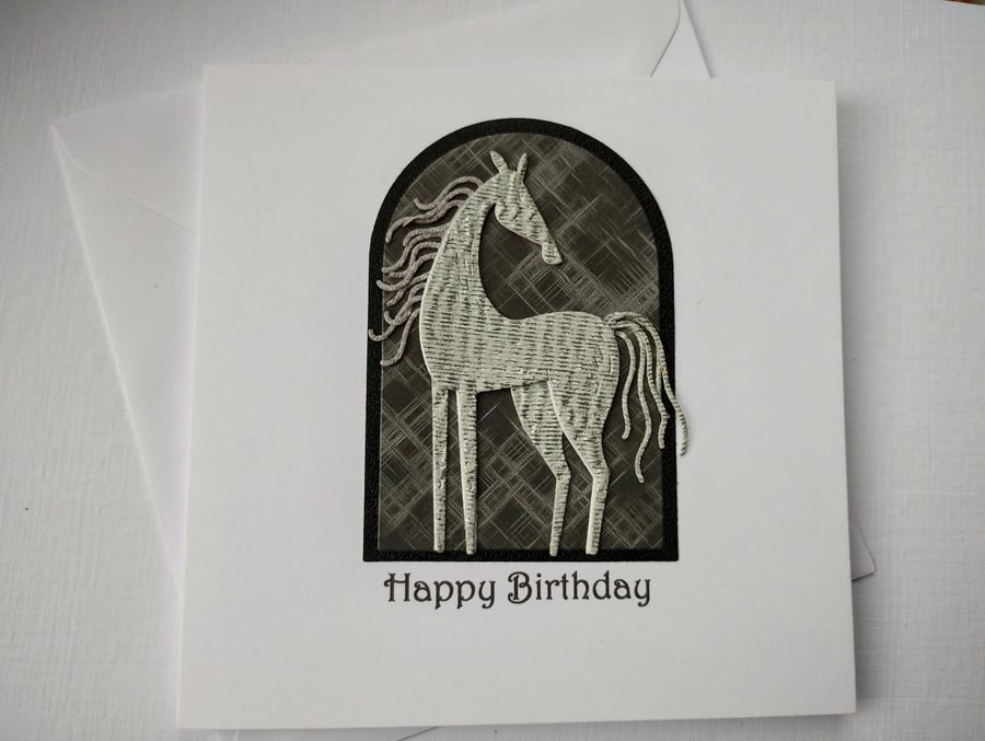 Silver Stallion - Happy Birthday Card 