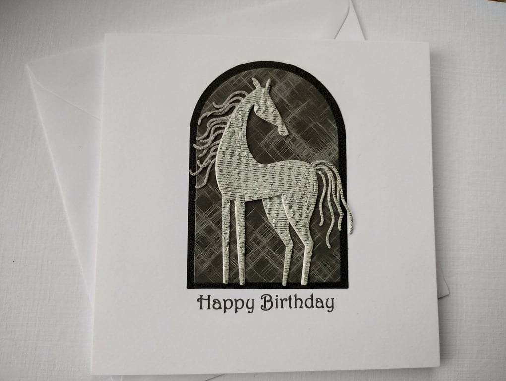 Silver Stallion - Happy Birthday Card 