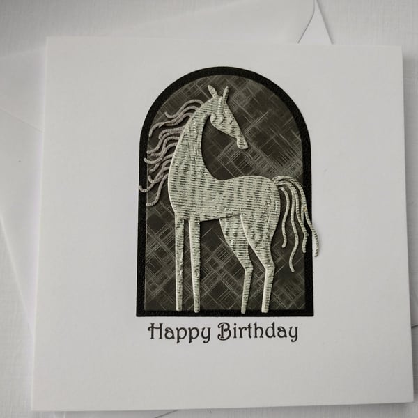 Silver Stallion - Happy Birthday Card 