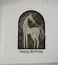 Silver Stallion - Happy Birthday Card 