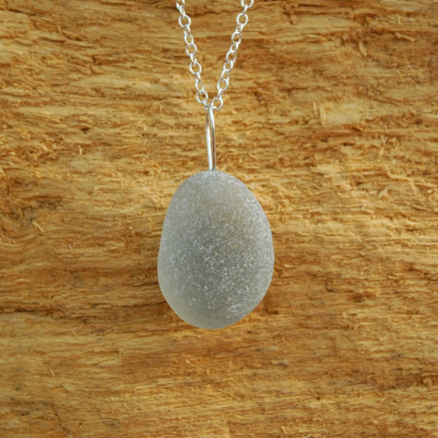 Rare grey sea glass pendant