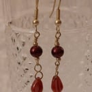 Ruby Teardrop Dangley Drop Earrings