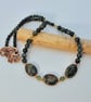 Kambaba Jasper Necklace With Peridot, Crystal & Copper, Birthday Gift For Her