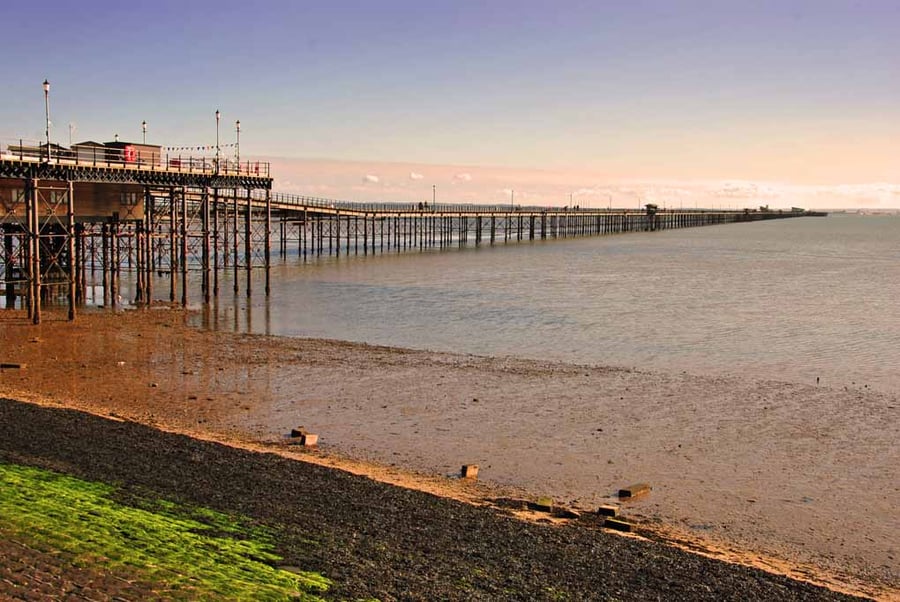 Southend on Sea Pier Three Shells Beach Essex UK 18"x12" Print