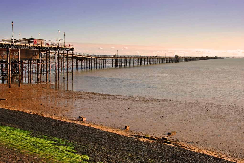 Southend on Sea Pier Three Shells Beach Essex UK 18"x12" Print