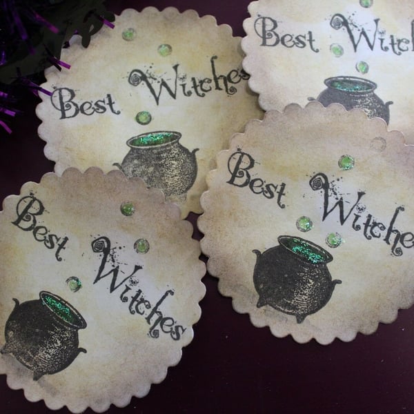 Best Witches Halloween Cauldron Favour Bag or Envelope Stickers x 10