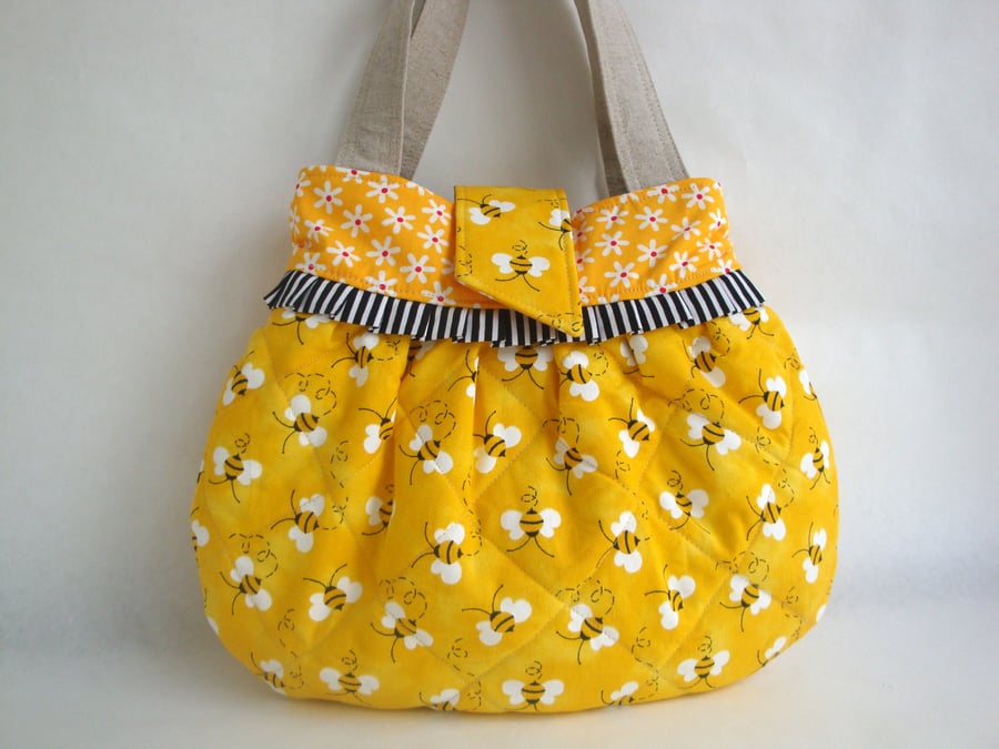Cotton Mini Handbag -  Quilted Bee Handbag 