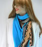 Infinity scarf (two tone, plain turquoise and  turquoise and gold Aztec print ) - Image 1