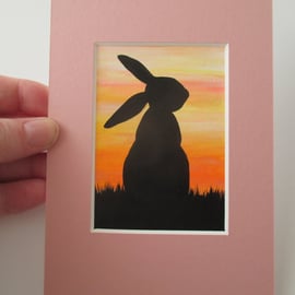 Bunny Rabbit ACEO Original Art Picture Painting Mounted