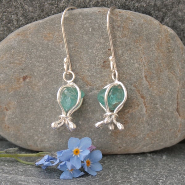 Silver and apatite earrings