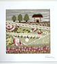 Textile Art, Embroidered Art, Mounted Wall Art - Cottage Garden - Image 8