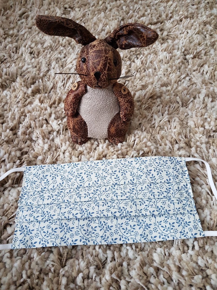 Adult  face covering - Tiny Blue Leaves Print