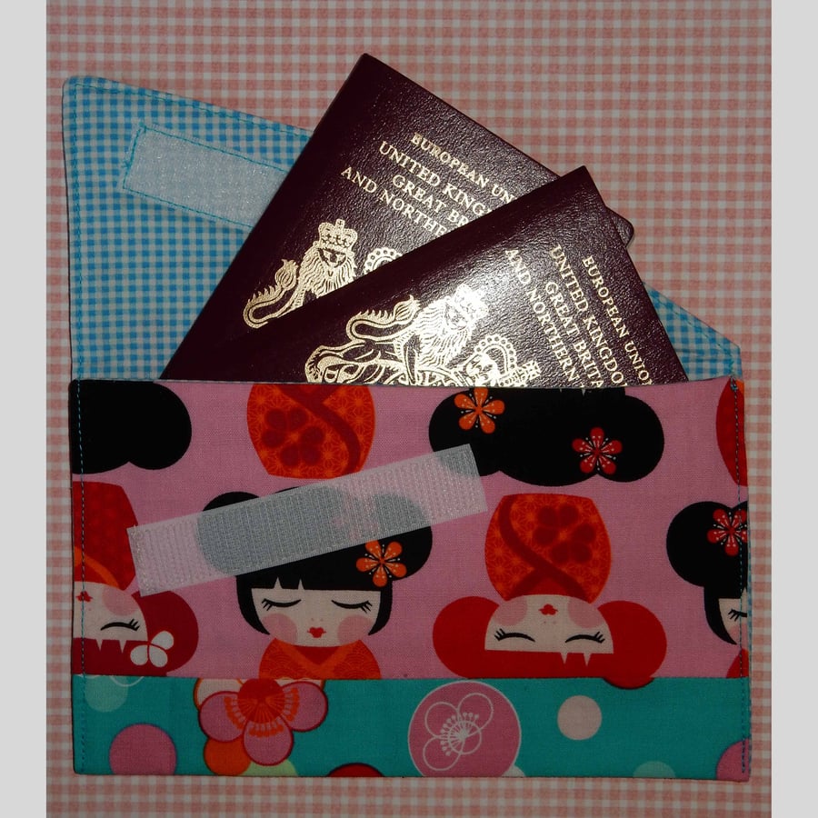 Travel wallet passport or document wallet Japanese theme