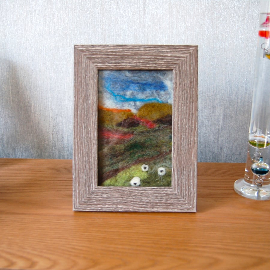 Needle felted picture - Yorkshire Dales  4 x 6 ins  available framed or unframed