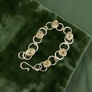 Gold Tone Rose Flower Bracelet - Solid Brass - 8”