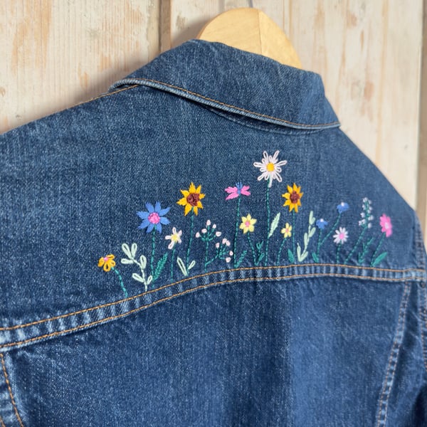 ‘Sunflower Party’ Embroidered Upcycled Levi’s denim jacket 