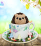 Crochet hedgehog in an espresso teacup. Hedgehog ornament. Hedgehog decoration.