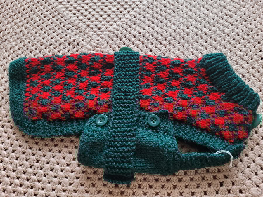 Hand knitted dog coat 