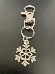 snowflake keyring bag charm zip puller swivel clip on key chain lanyard