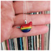 very small Rainbow Wren of Hope glass pendant on sterling silver chain