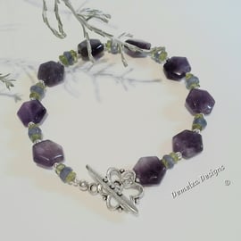 Tanzanite, Amethyst & Peridot Sterling Silver & Tibetan Silver Bracelet