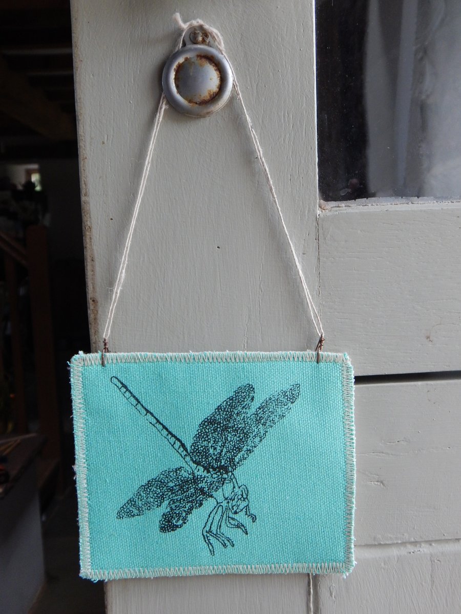 Turquoise Dragonfly - Fabric hanger 