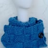 Buttoned basket weave wrap-around scarf 100% pure wool