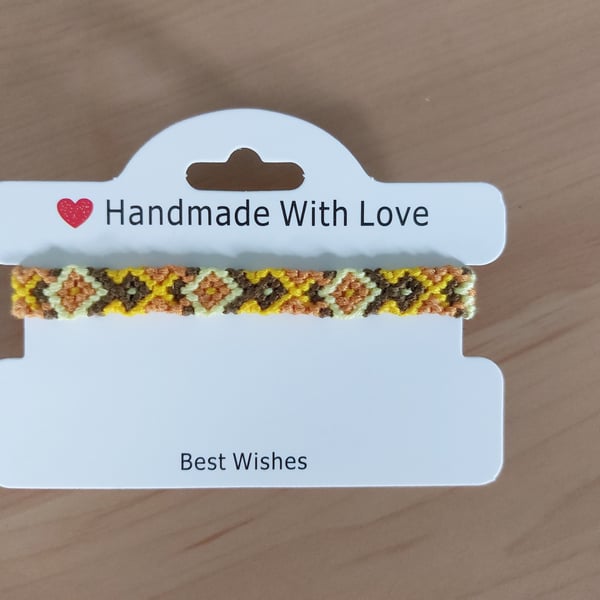 Golden Harvest – Handmade Diamond Pattern Friendship Bracelet