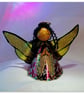 Small: Tin Angel Christmas Tree decoration (Purple and Turquoise)  - Image 1
