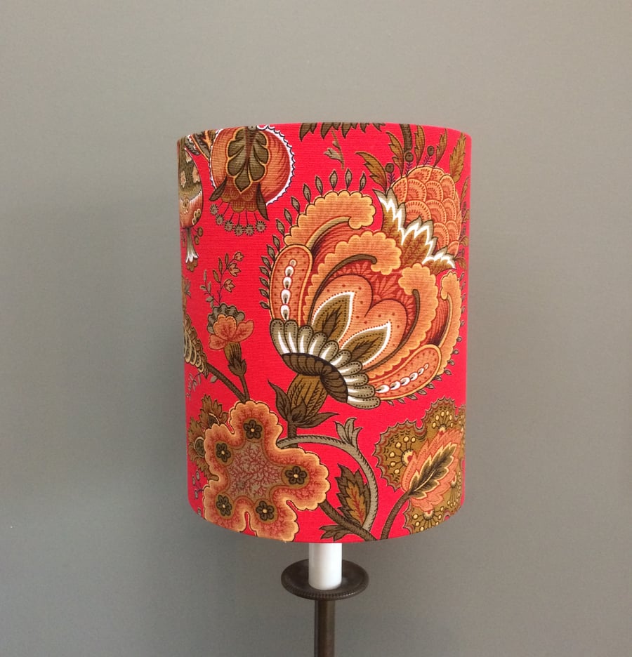 BALKIS a Scarlet RED Floral FRENCH Vintage Fabric Lampshade