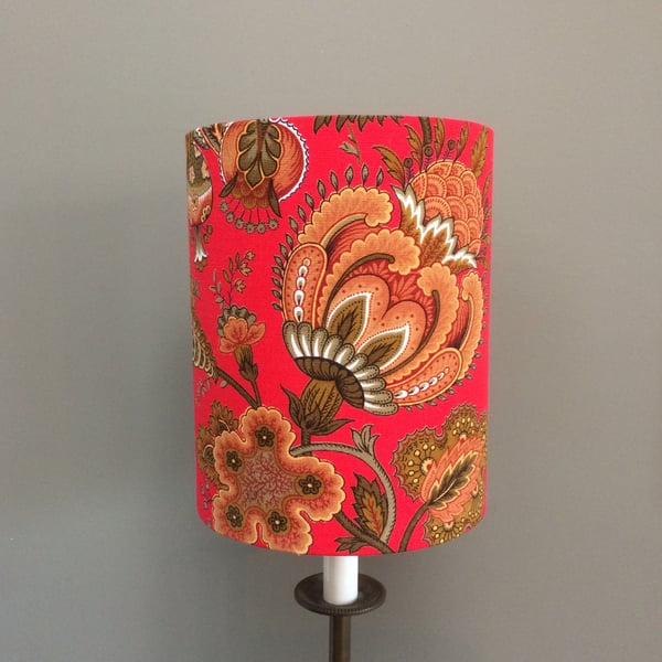 BALKIS a Scarlet RED Floral FRENCH Vintage Fabric Lampshade