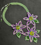 Festival handmade flower seed bead necklace with Crystals - Image 2