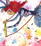 Circus Trapeze Artist - Original watercolour and ink drawing.   - Image 2