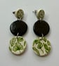 Beautiful Black and Floral Drop Earrings - Image 2