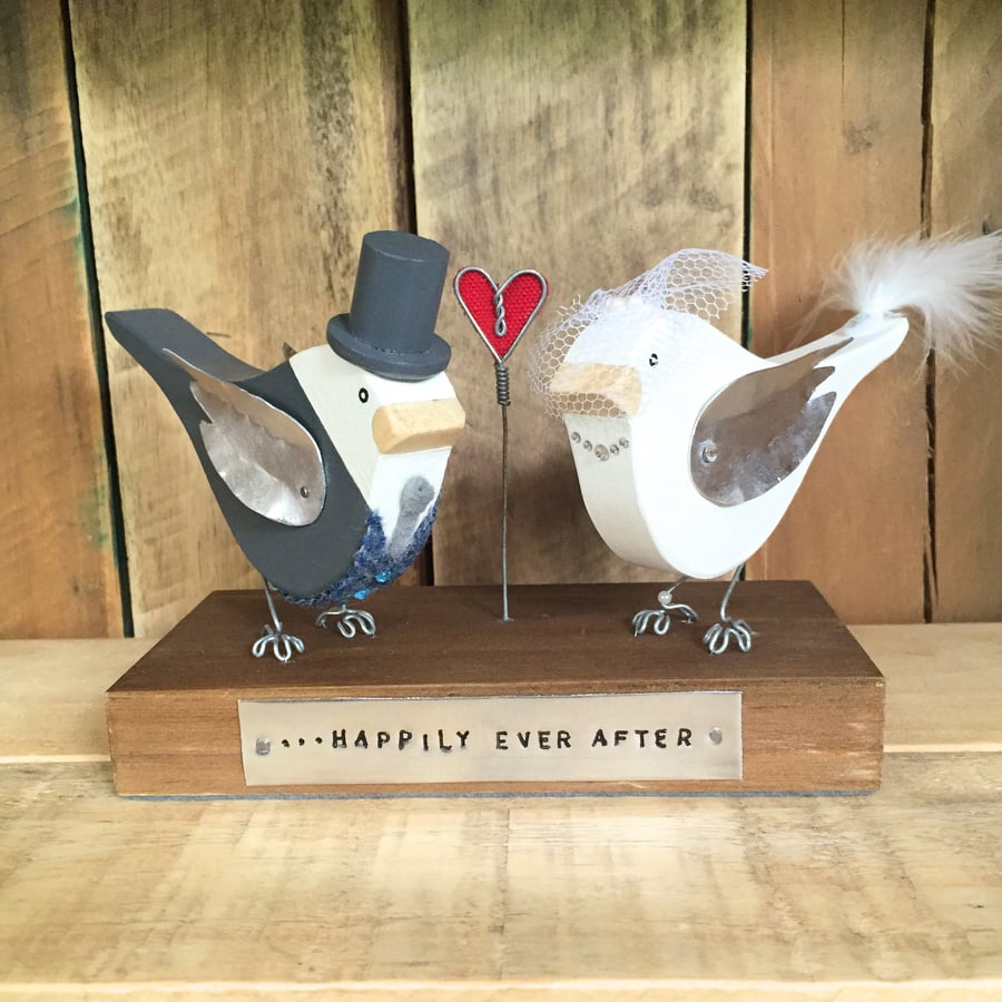 Pair of Wedding Birds Personalised Handmade Wedding Gift