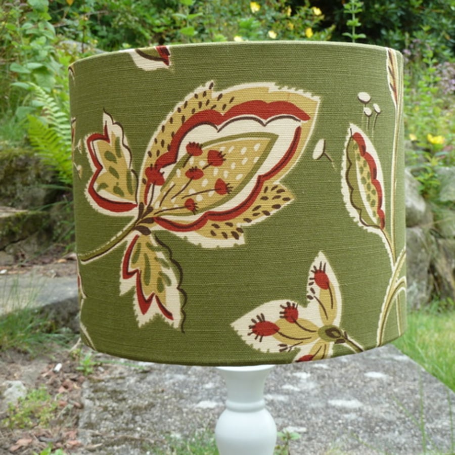 "Moresco" linen covered drum lampshade