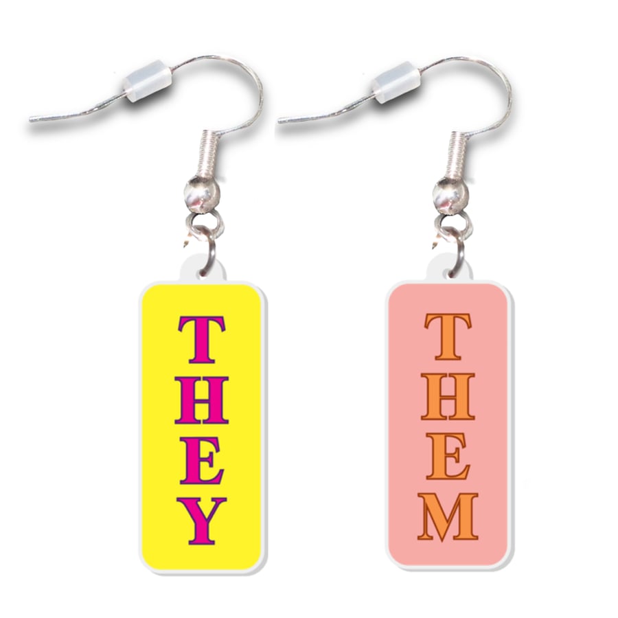 They Them  Pronouns Acrylic Earrings