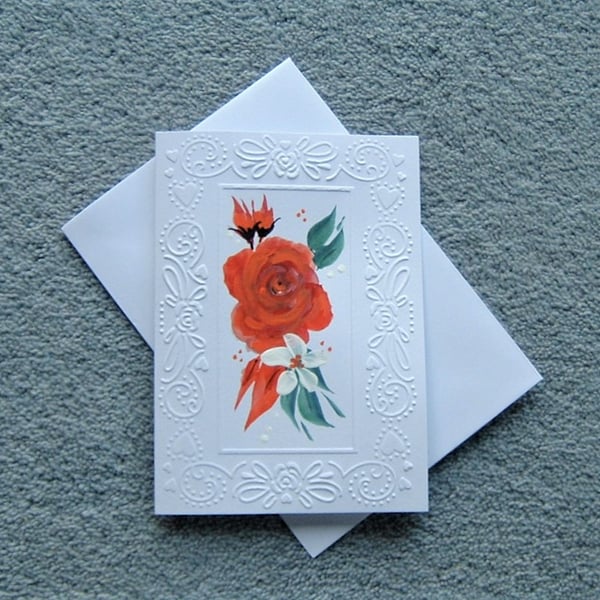 hand painted and embossed greetings card ( ref F 300 )