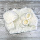 Baby Shower Gift, Hat Cardigan and Booties, Choice of colour and Sizes