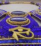 Egyptian Cleopatra Beaded Lapis Lazuli & Agate Full Collar Statement Necklace - Image 4