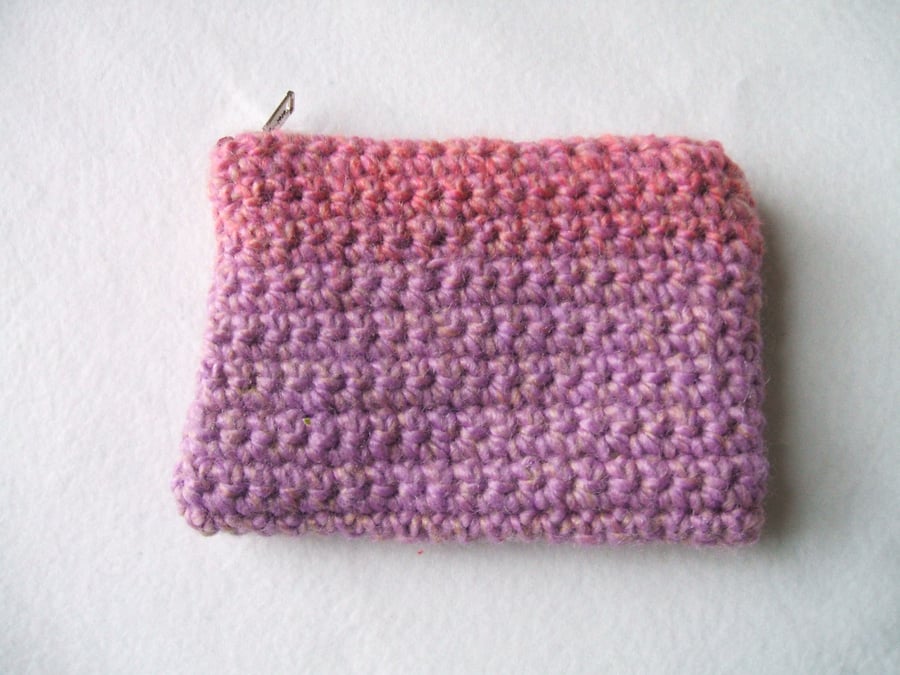 Crocheted small zipped coin purse - variagated yarn