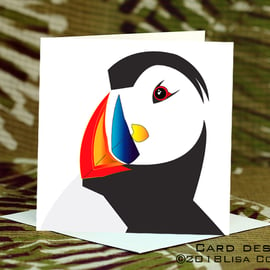 Funky Puffin Greetings Card