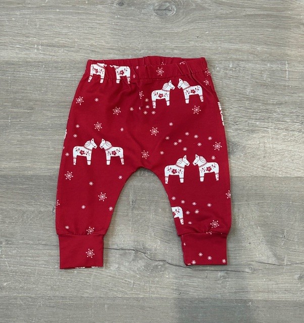 Red Scandi style cuffed Leggings 0-3, 3-6 months & 2 years