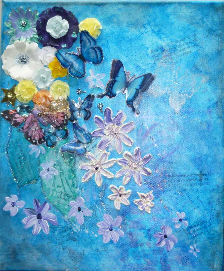 a mixed media collage art painting  ( ref FA 406 K1 )